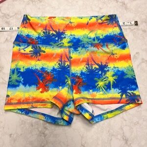 Fleo True High Original THO medium shorts. Neon yellow, orange, cobalt blue. EUC